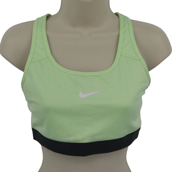 Nike Women Medium Green Gray Logo Racerback Sports Bra Wireless No Wire Athletic - Picture 1 of 11